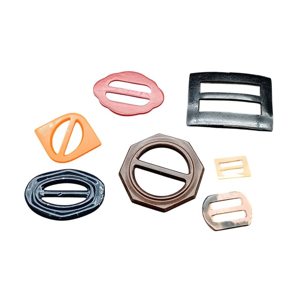 Vintage Assorted Plastic & Metal Belt Buckles in Mixed Shapes & Colors Bundle